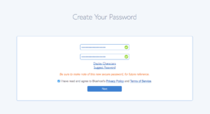 how to start a blog : bluehost account password creation page