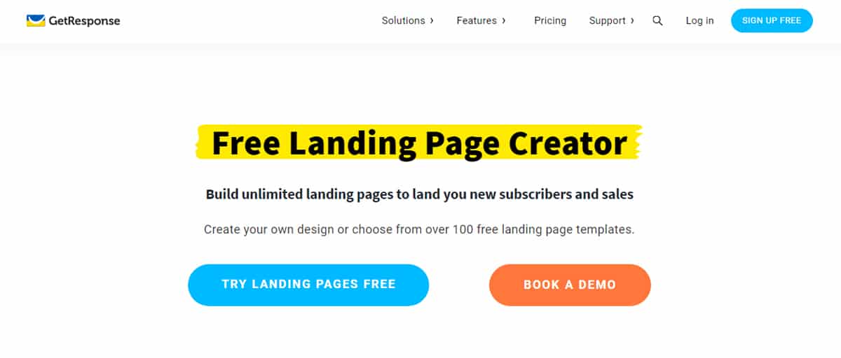 Getresponse free landing page builder tool