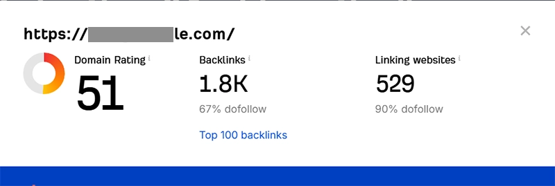 domain rating of one of our blogs