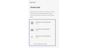 connect social accounts in squarespace