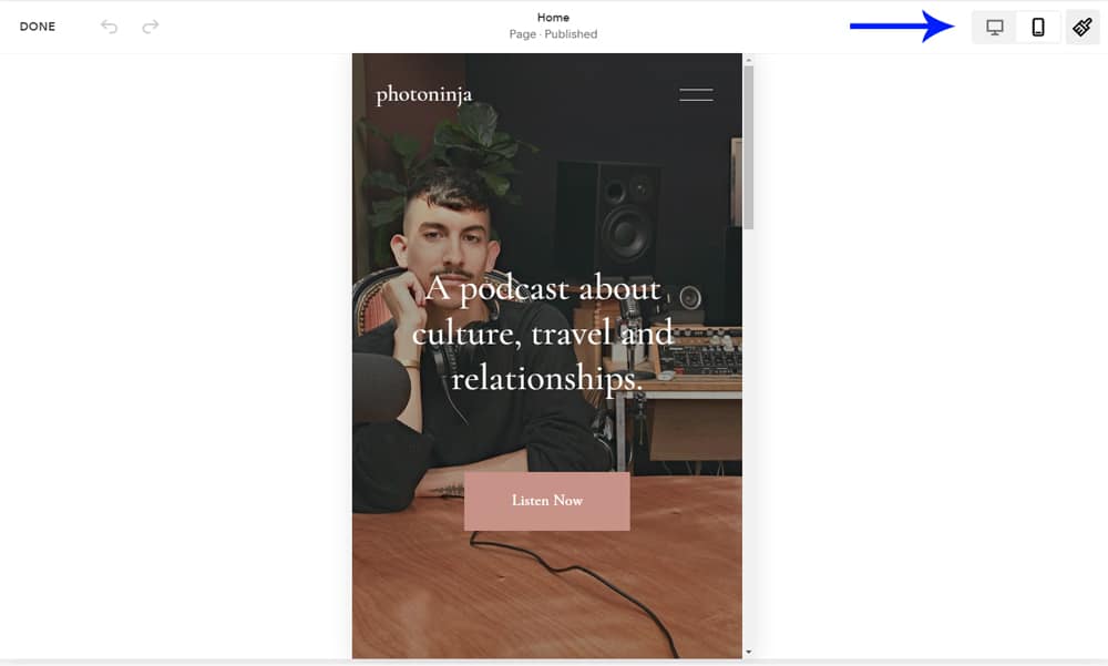 Mobile optimization option in Squarespace site for Squarespace users