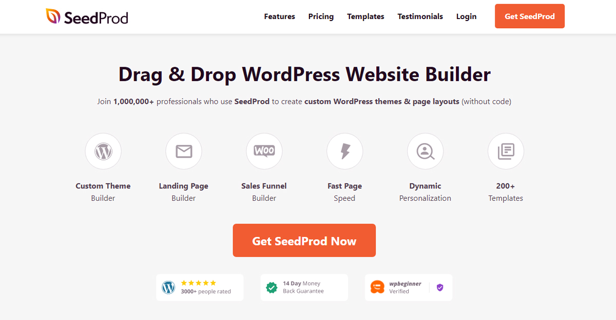SeedProd WordPress landing page builder