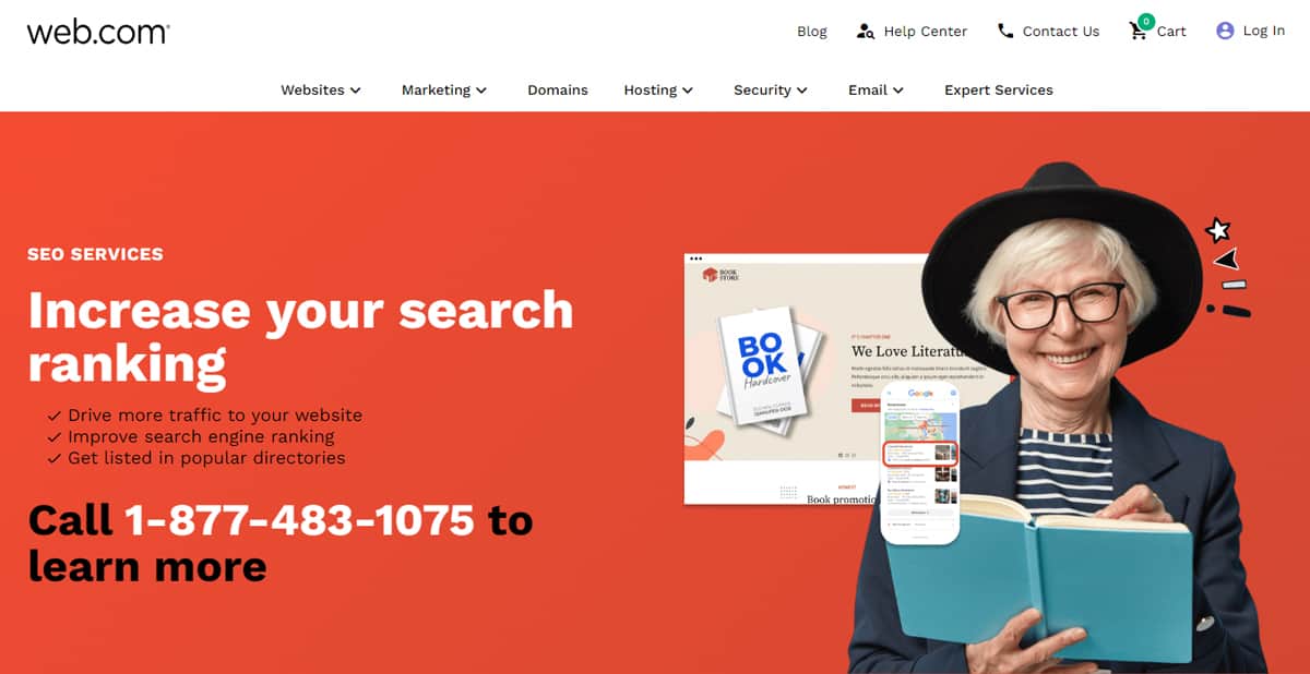 Web.com seo service page screenshot