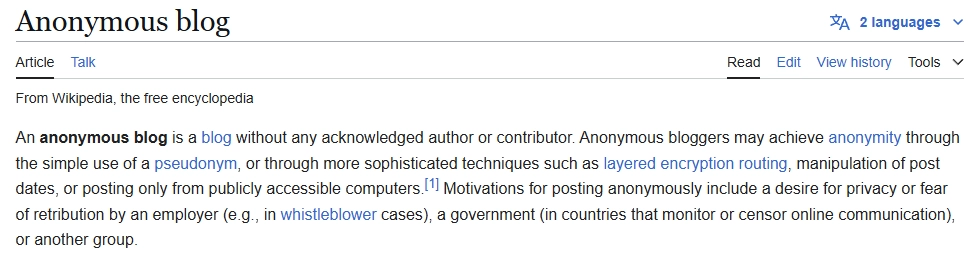 anonymous blog definition wikipedia