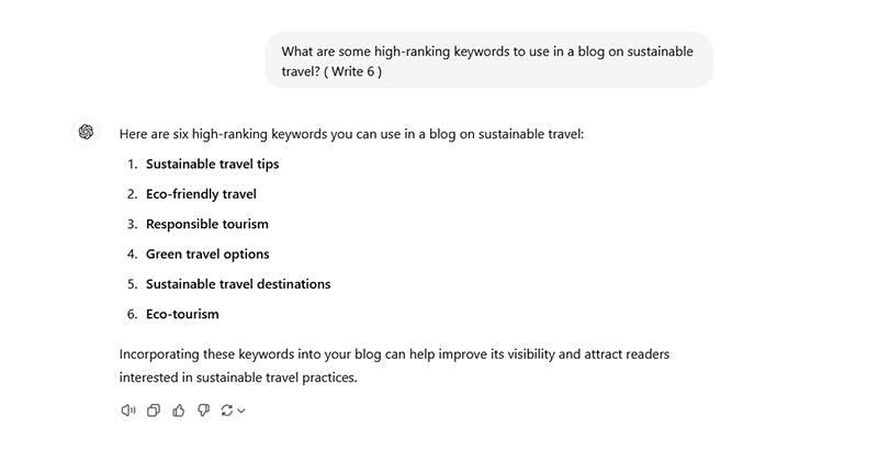 how to use chatgpt for blogging - keyword research